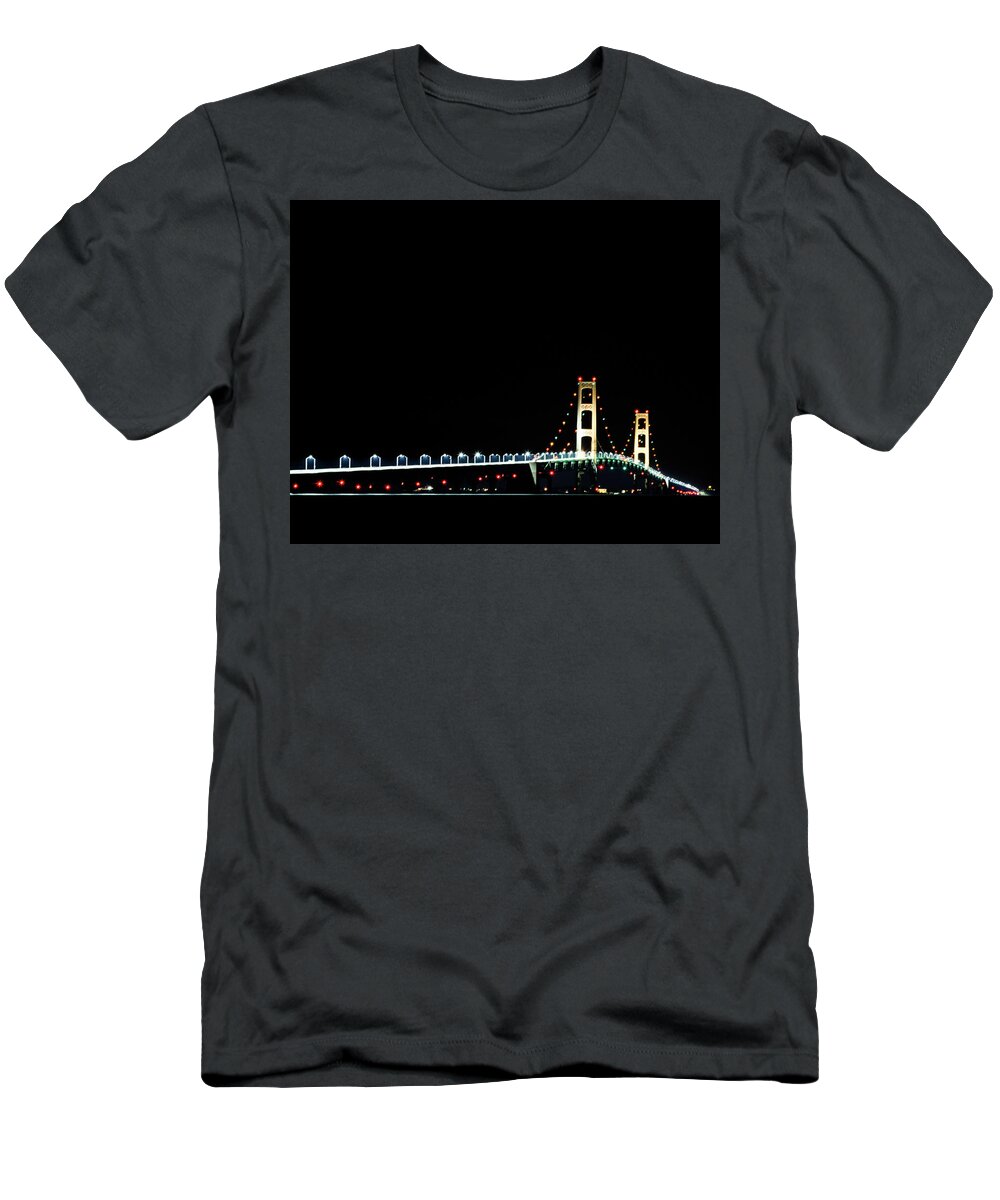 Michigan T-Shirt featuring the photograph Mackinaw Bridge 60th Anniversary by Joe Holley