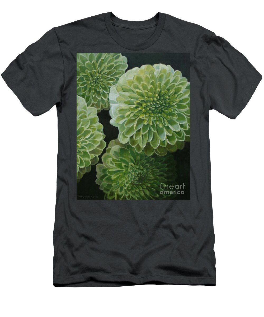 Flowers T-Shirt featuring the painting Macro Flora by Jan Lawnikanis