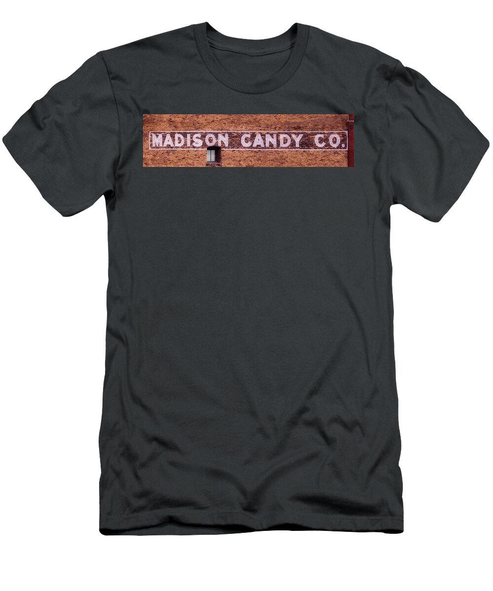 Madison T-Shirt featuring the photograph Madison Candy Co. sign- Madison, WI by Steven Ralser