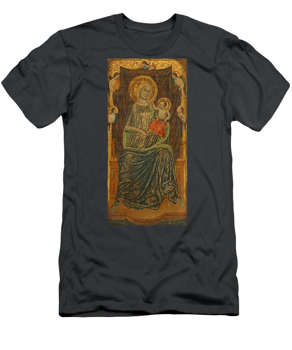 Giovanni Baronzio T-Shirt featuring the painting Madonna and Child with Five Angels by Giovanni Baronzio
