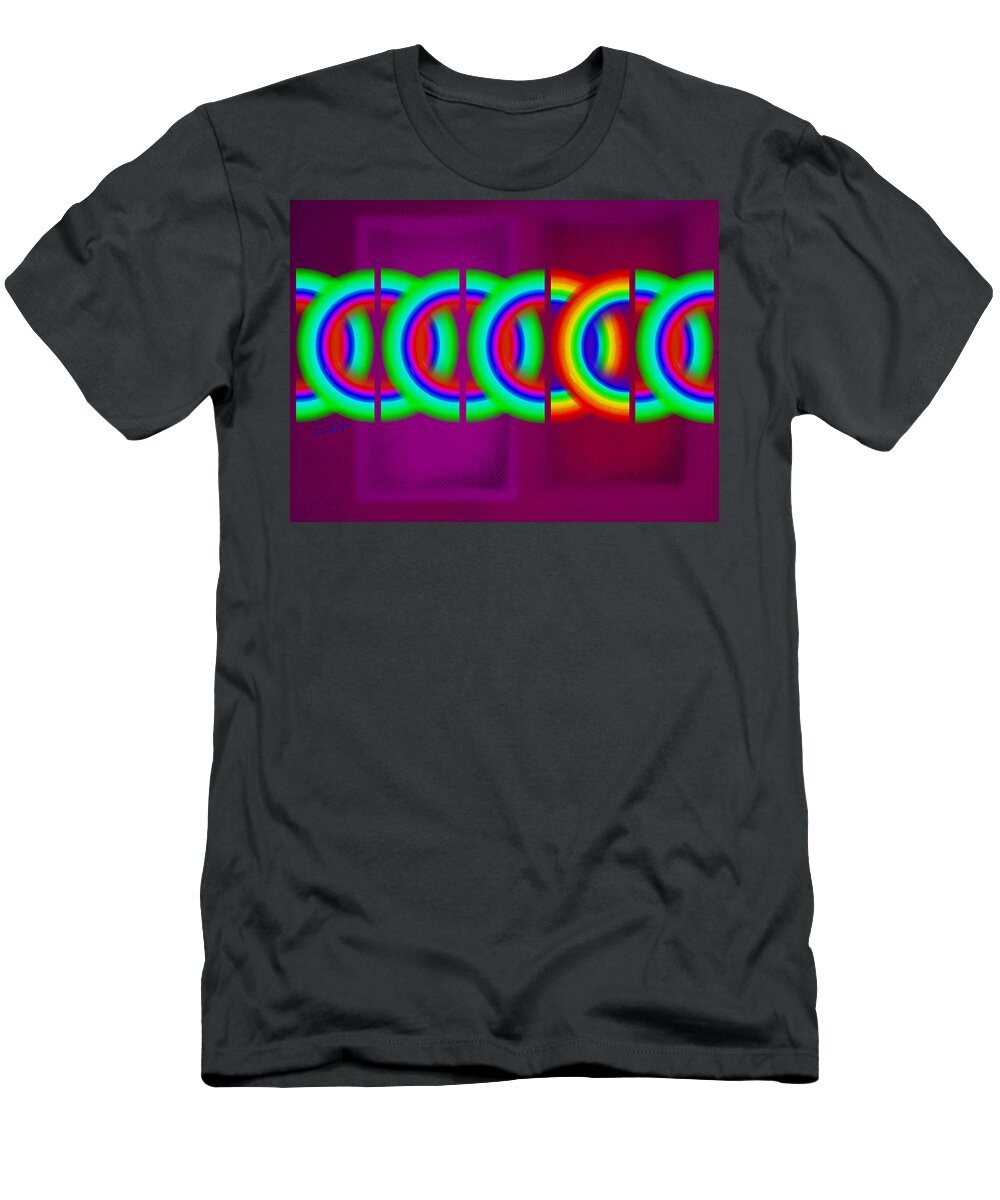 Abstract T-Shirt featuring the painting Magenta Olympic Games by Charles Stuart