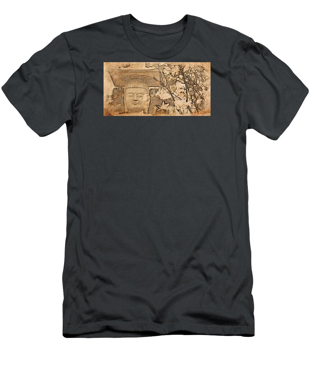 Asia T-Shirt featuring the digital art Magnolia Buddha by Cameron Wood
