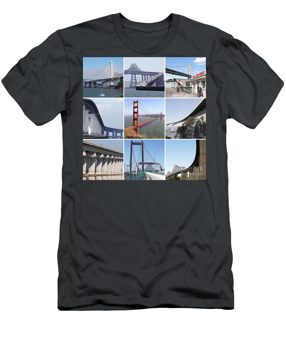 Wingsdomain T-Shirt featuring the photograph Majestic Bridges of The San Francisco Bay Area 20150102 by San Francisco