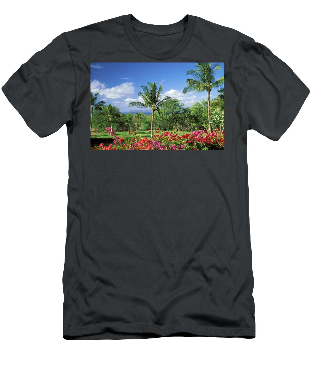 Afternoon T-Shirt featuring the photograph Makena Beach Golf Course by Peter French - Printscapes