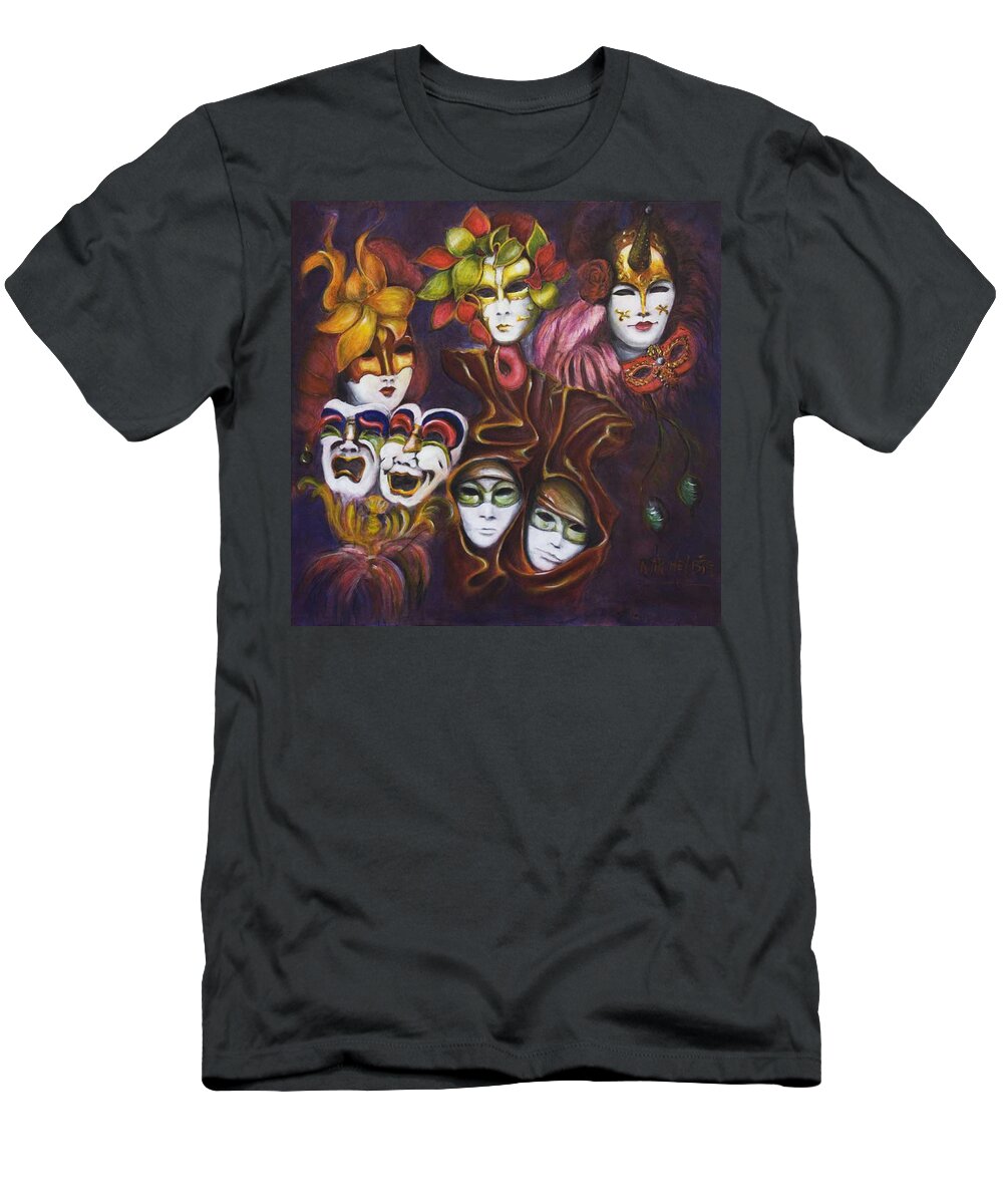 Masks T-Shirt featuring the painting Making Faces I by Nik Helbig