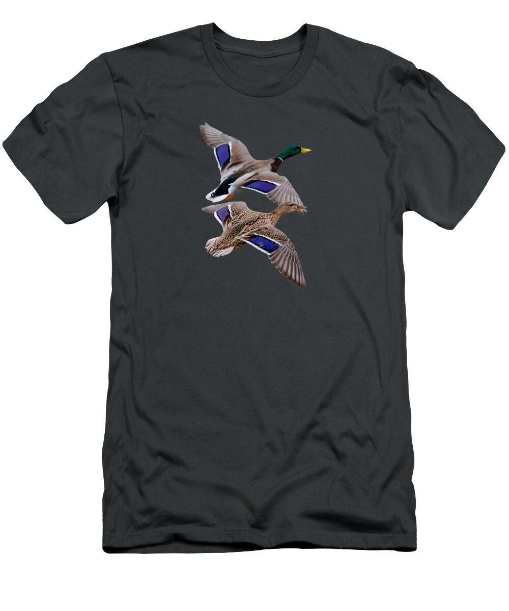 Mallards T-Shirt featuring the photograph Mallards in Flight by Holden The Moment
