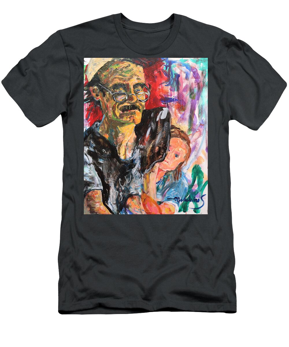Portrait T-Shirt featuring the painting Man and child by Madeleine Shulman