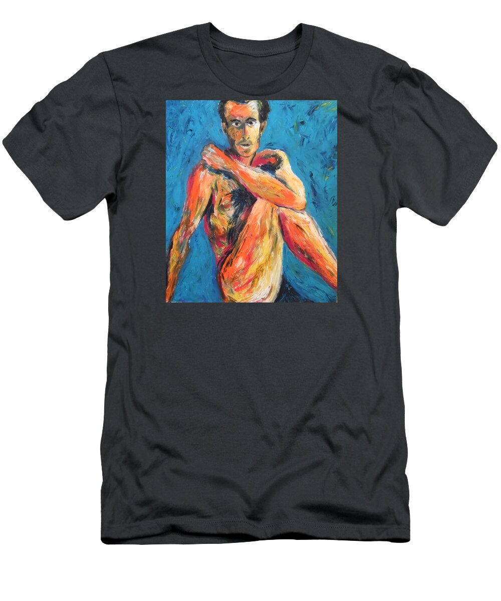 Man Power T-Shirt featuring the painting Man Power by Esther Newman-Cohen
