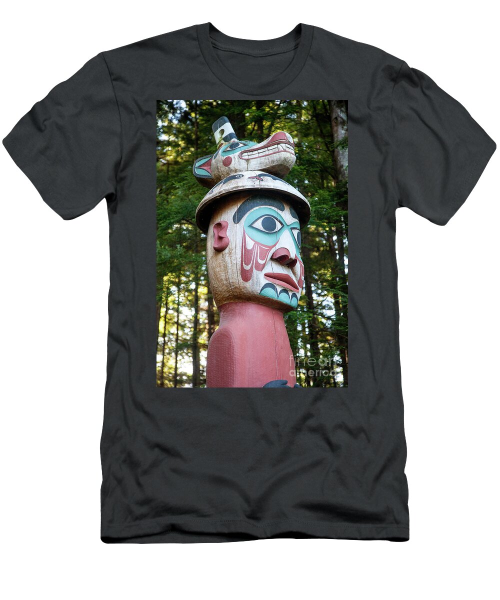 Totem T-Shirt featuring the photograph Man Wearing Bear Hat by Timothy Johnson