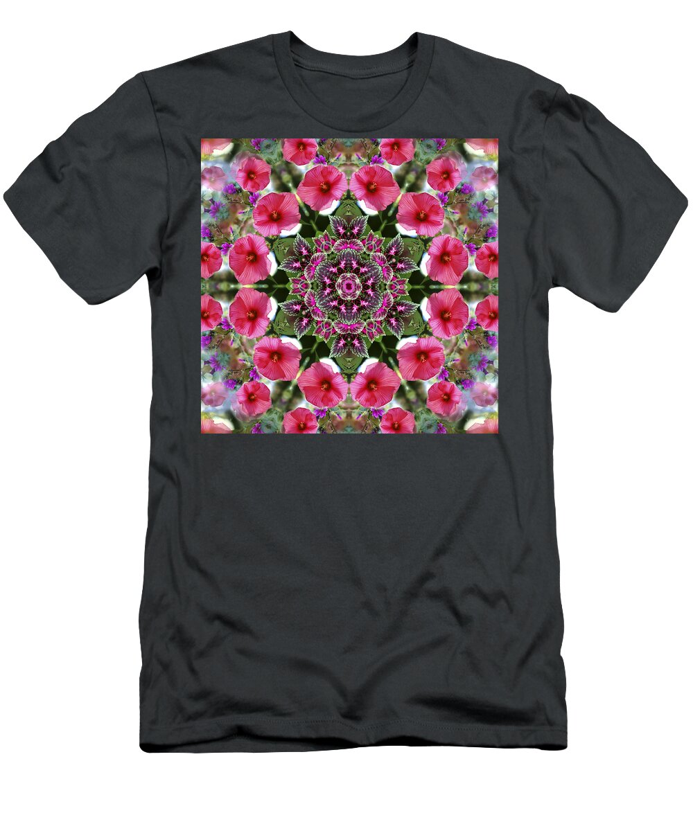 Mandala T-Shirt featuring the digital art Mandala Pink Patron by Nancy Griswold