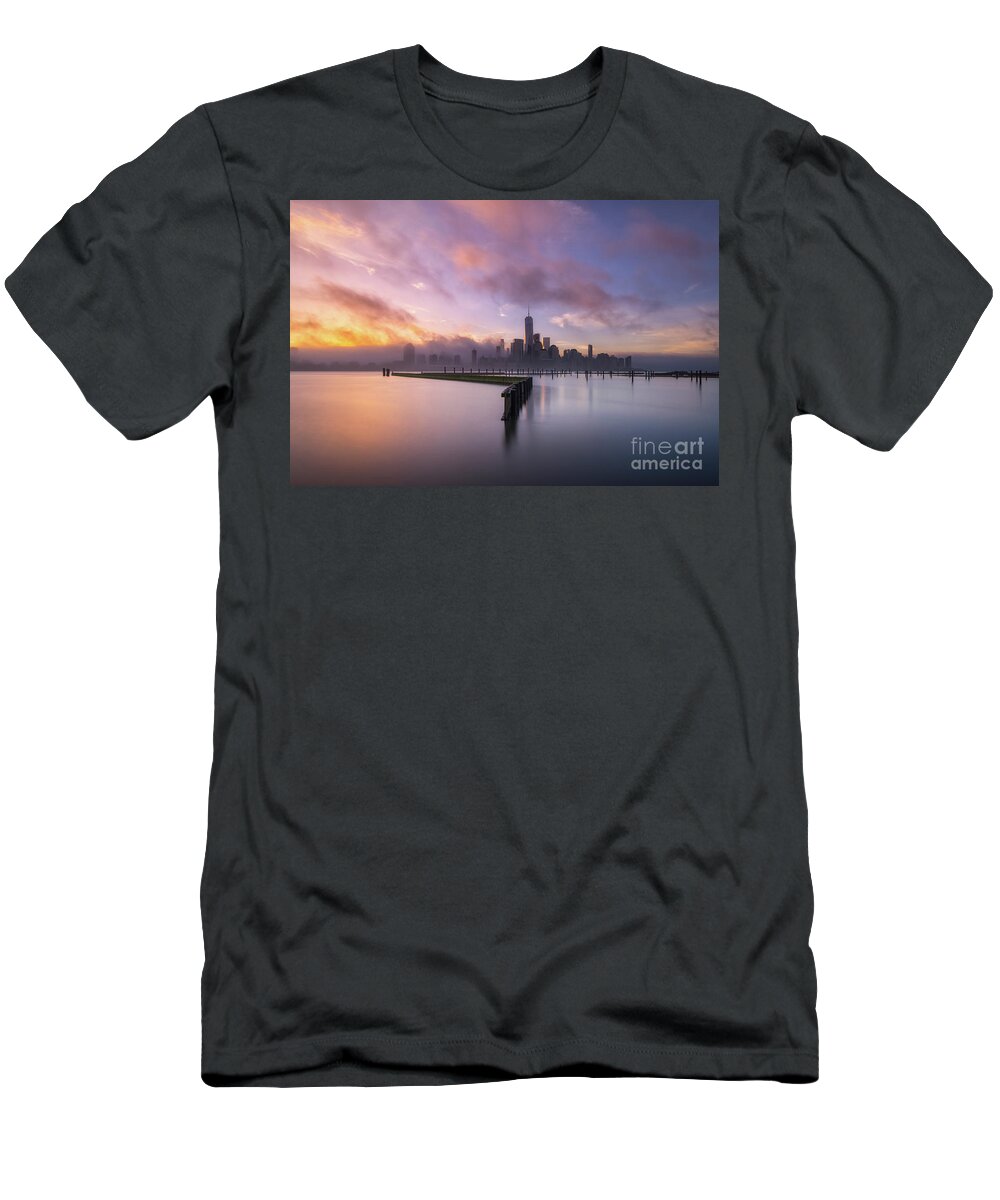 Manhattan T-Shirt featuring the photograph Manhattan On Fire by Michael Ver Sprill