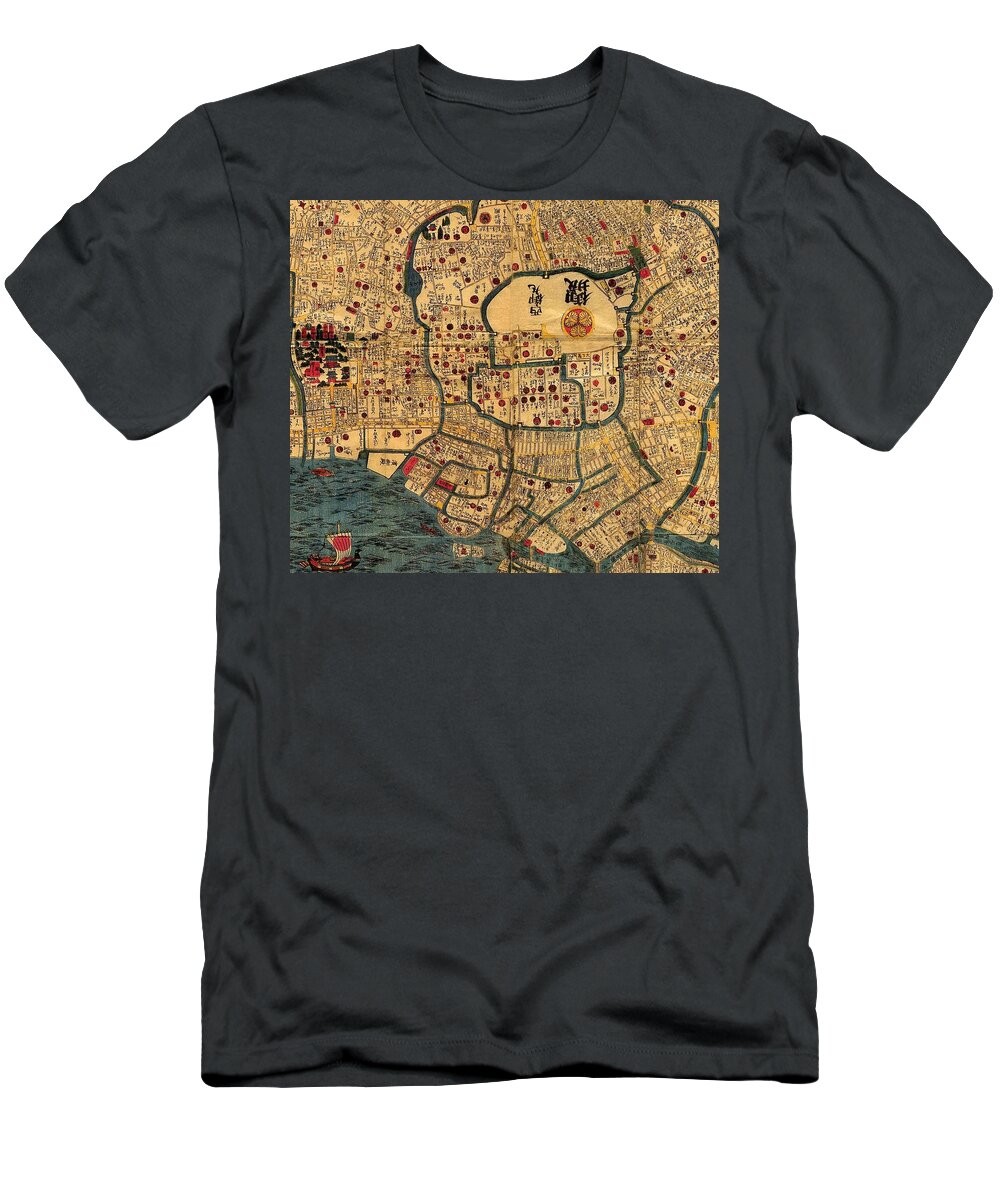 Map Of Tokyo T-Shirt featuring the photograph Map Of Tokyo 1845 by Andrew Fare