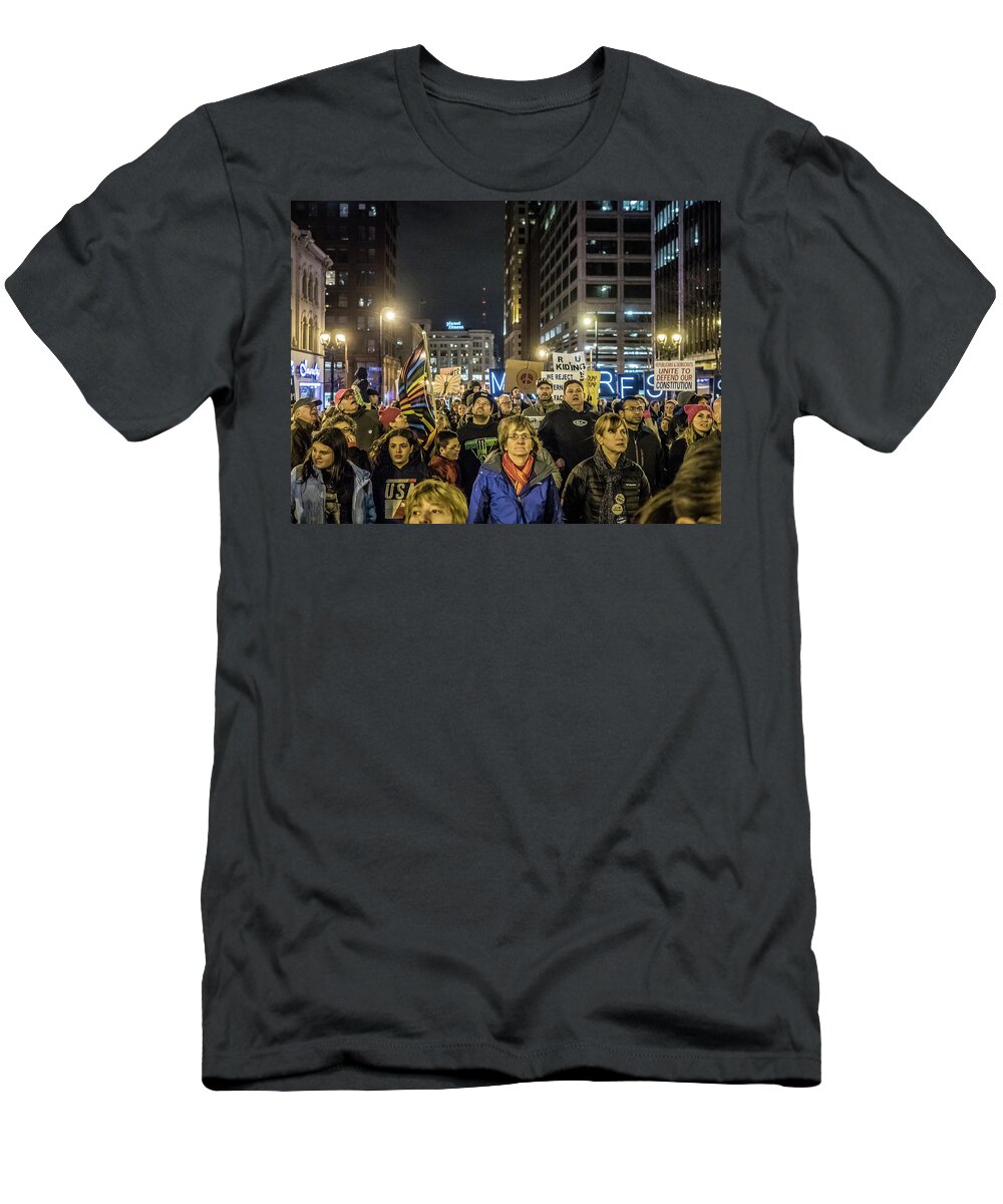 Milwaukee Downtown T-Shirt featuring the photograph March On by Kristine Hinrichs