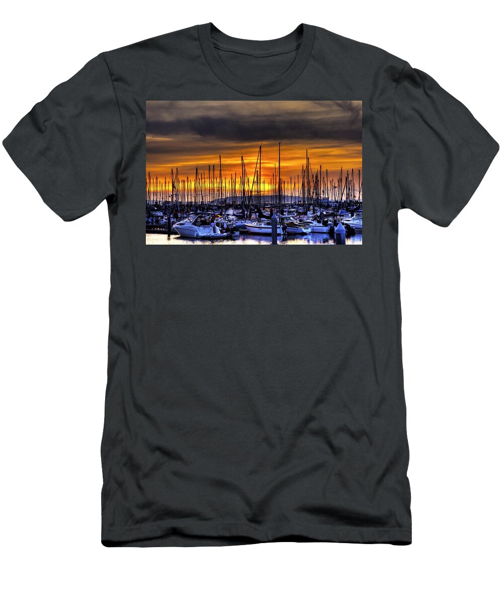 Hdr T-Shirt featuring the photograph Marina at Sunset by Brad Granger