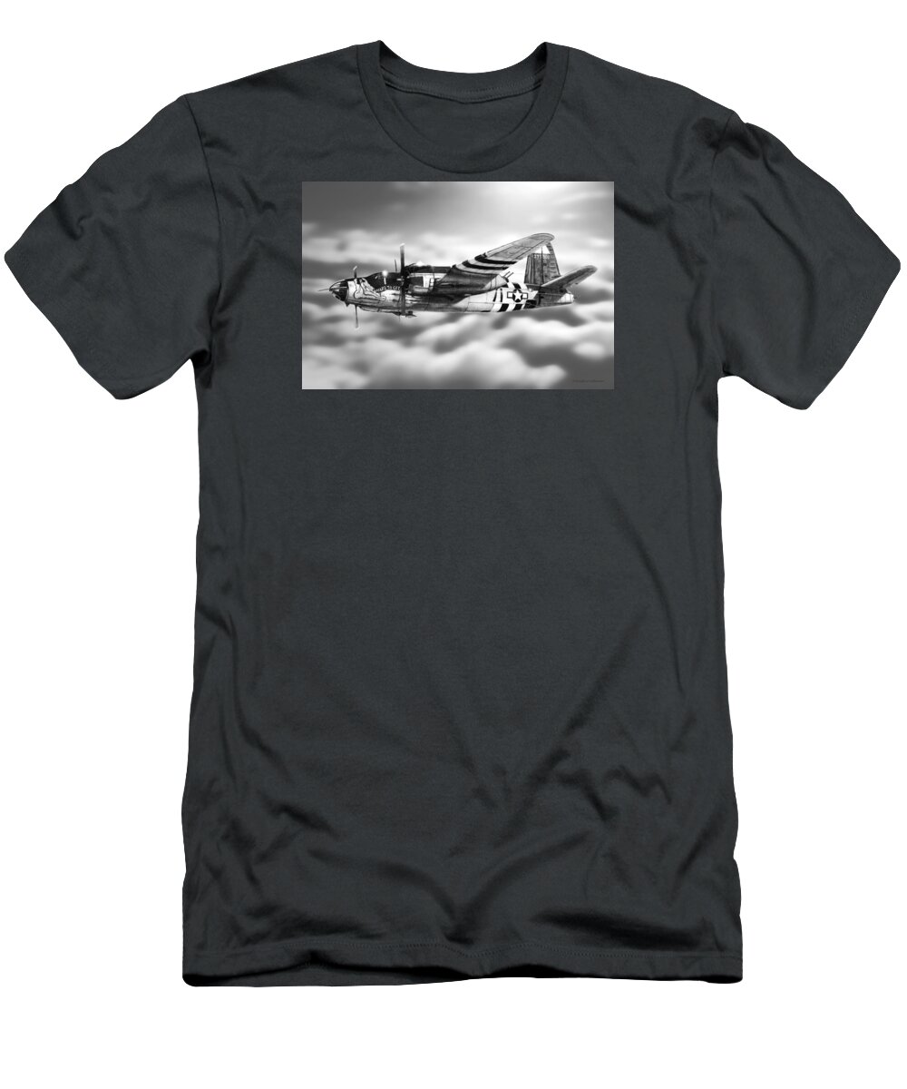 Military T-Shirt featuring the drawing Martin B-26 Marauder Drawing by Douglas Castleman