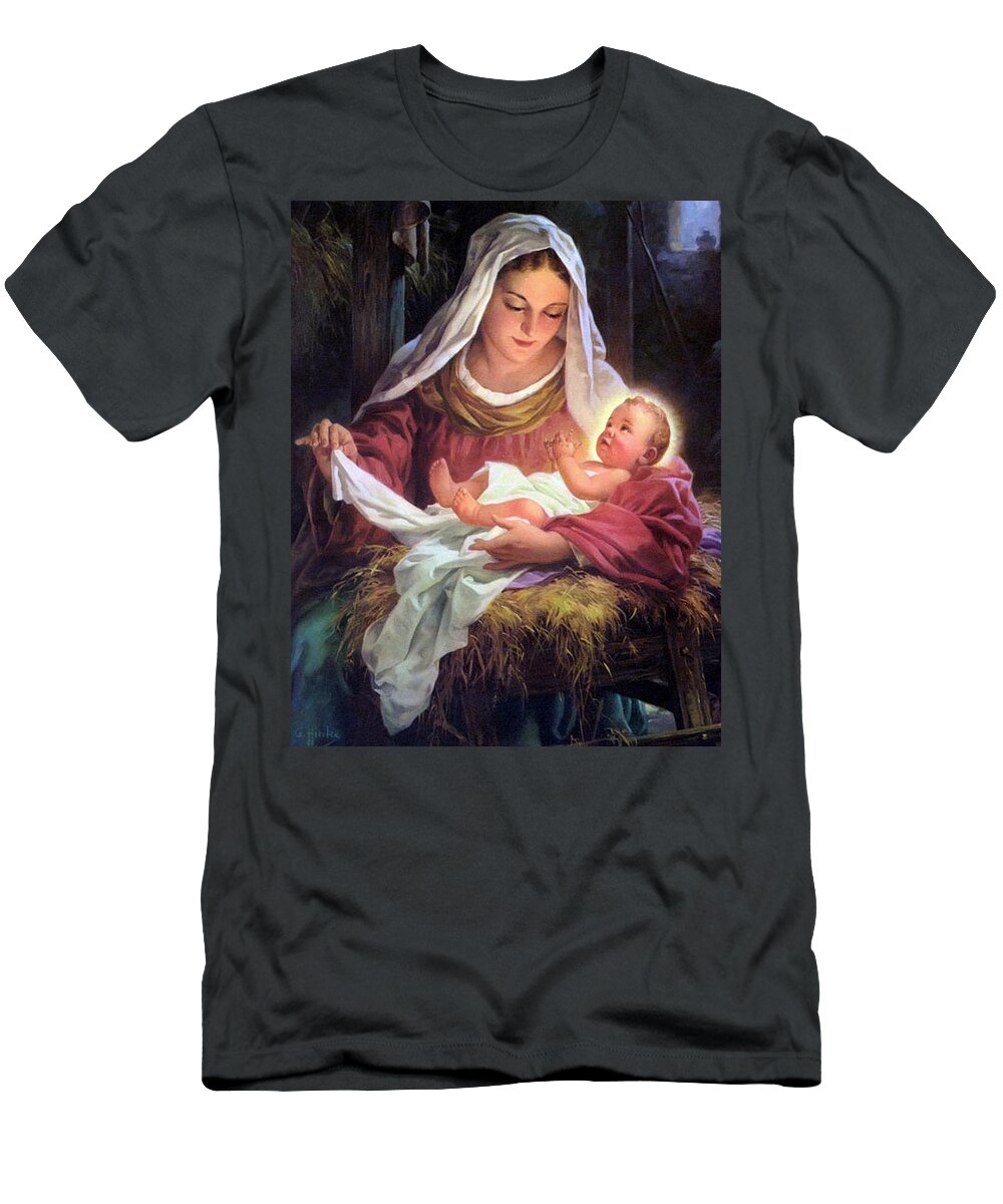 Mary T-Shirt featuring the painting Mary and Baby Jesus by Unknown Artist
