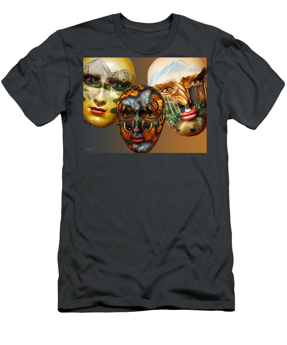 Mask T-Shirt featuring the photograph Masks on the Wall by Farol Tomson