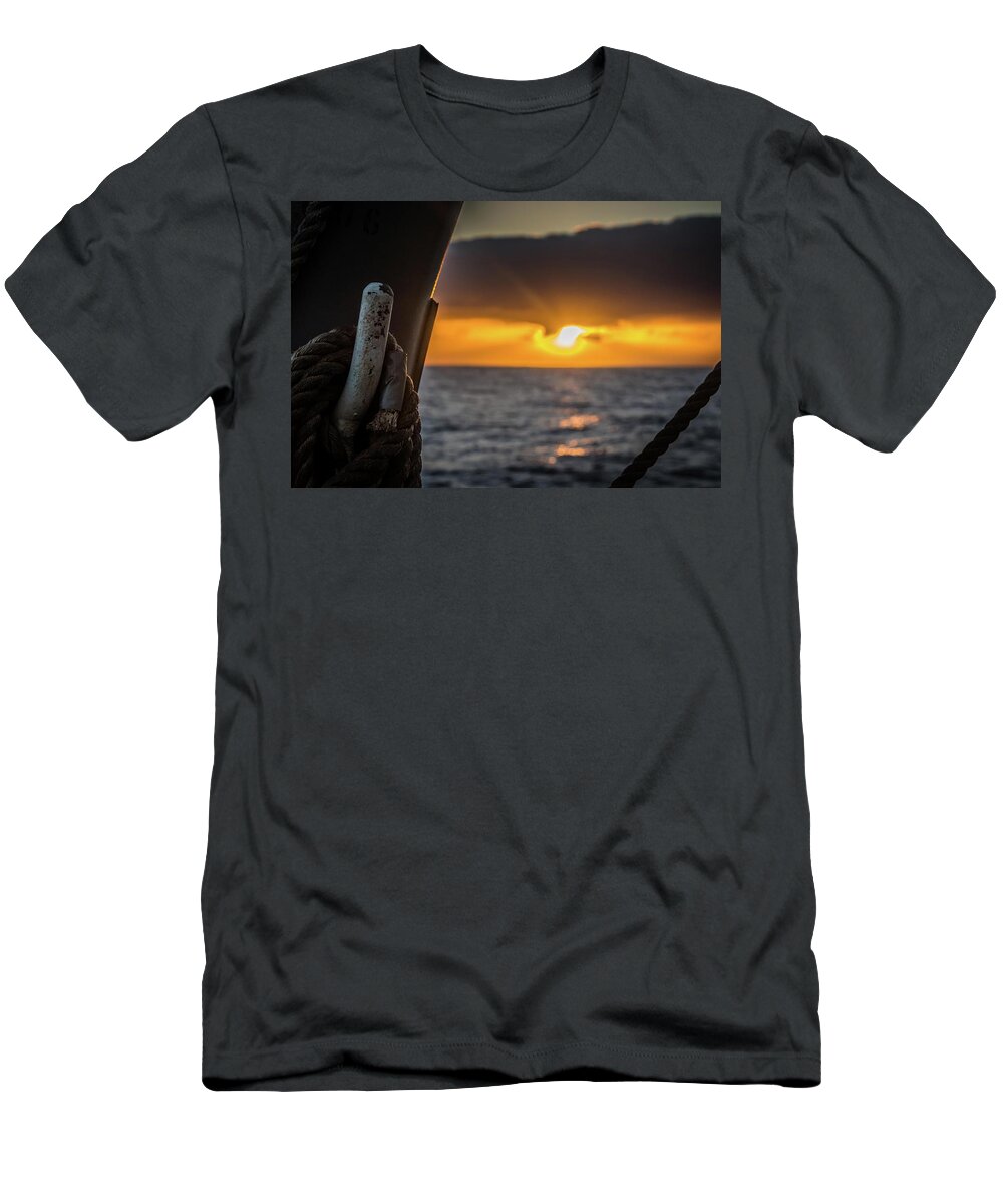 Navy T-Shirt featuring the photograph Mason Sunrise by Larkin's Balcony Photography