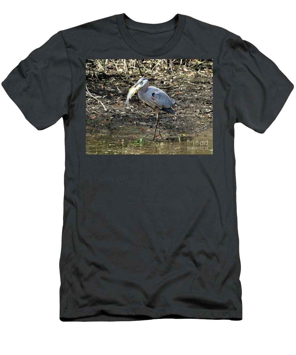 Great Blue Heron T-Shirt featuring the photograph Massive Meal by Al Powell Photography USA
