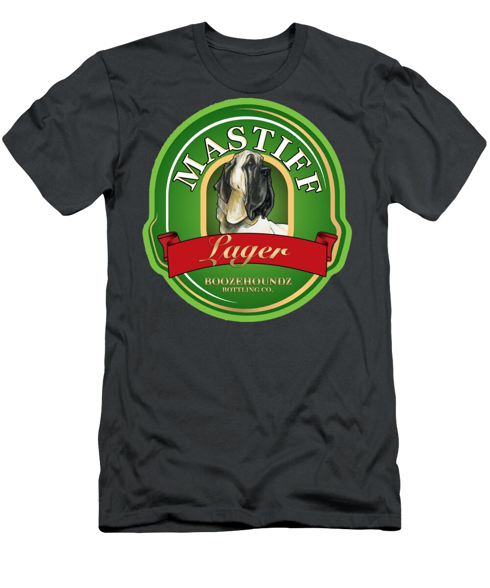 Beer T-Shirt featuring the drawing Mastiff Lager by Canine Caricatures By John LaFree