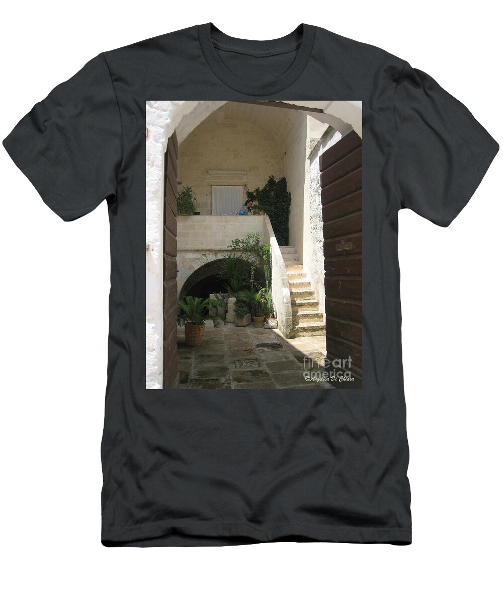 Cityscape T-Shirt featuring the photograph Matera, Italian Courtyard by Italian Art