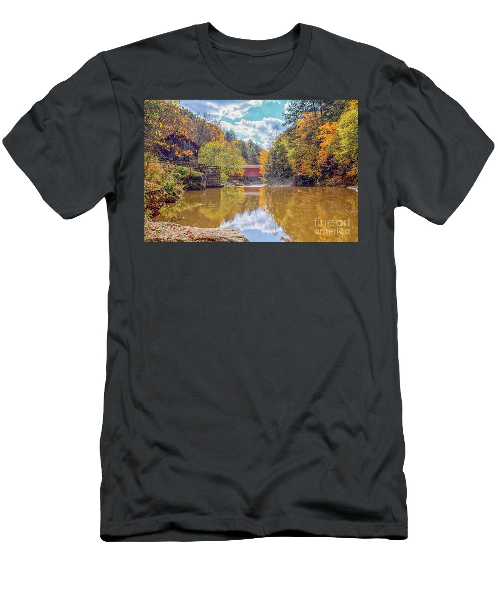 Mcconnell's Mill T-Shirt featuring the digital art McConnells Mill Three by Randy Steele