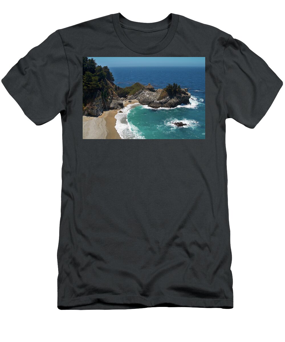 Landscape T-Shirt featuring the photograph McWay Falls in Big Sur by Charlene Mitchell