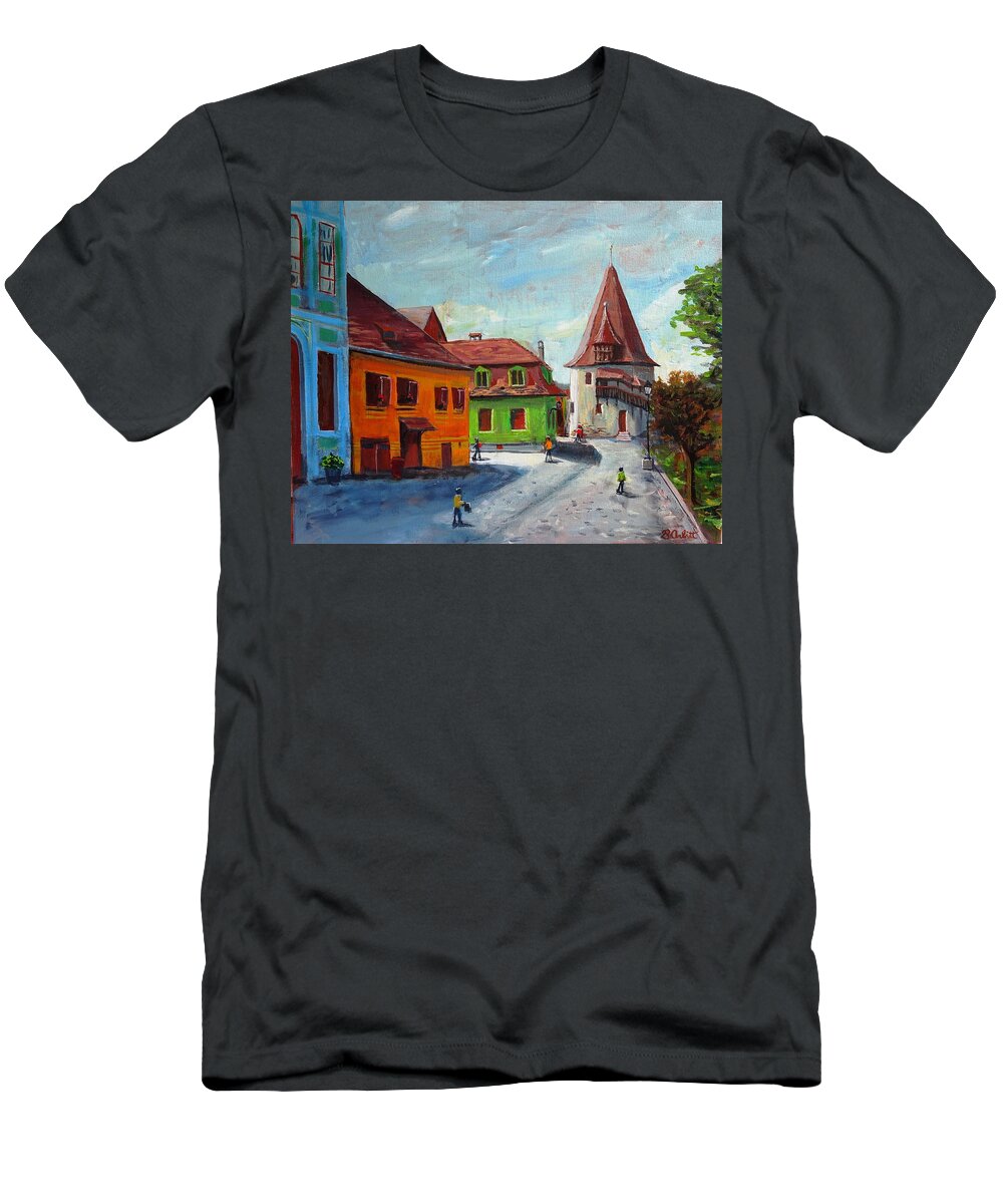 Medieval T-Shirt featuring the painting Medieval Street by Brent Arlitt