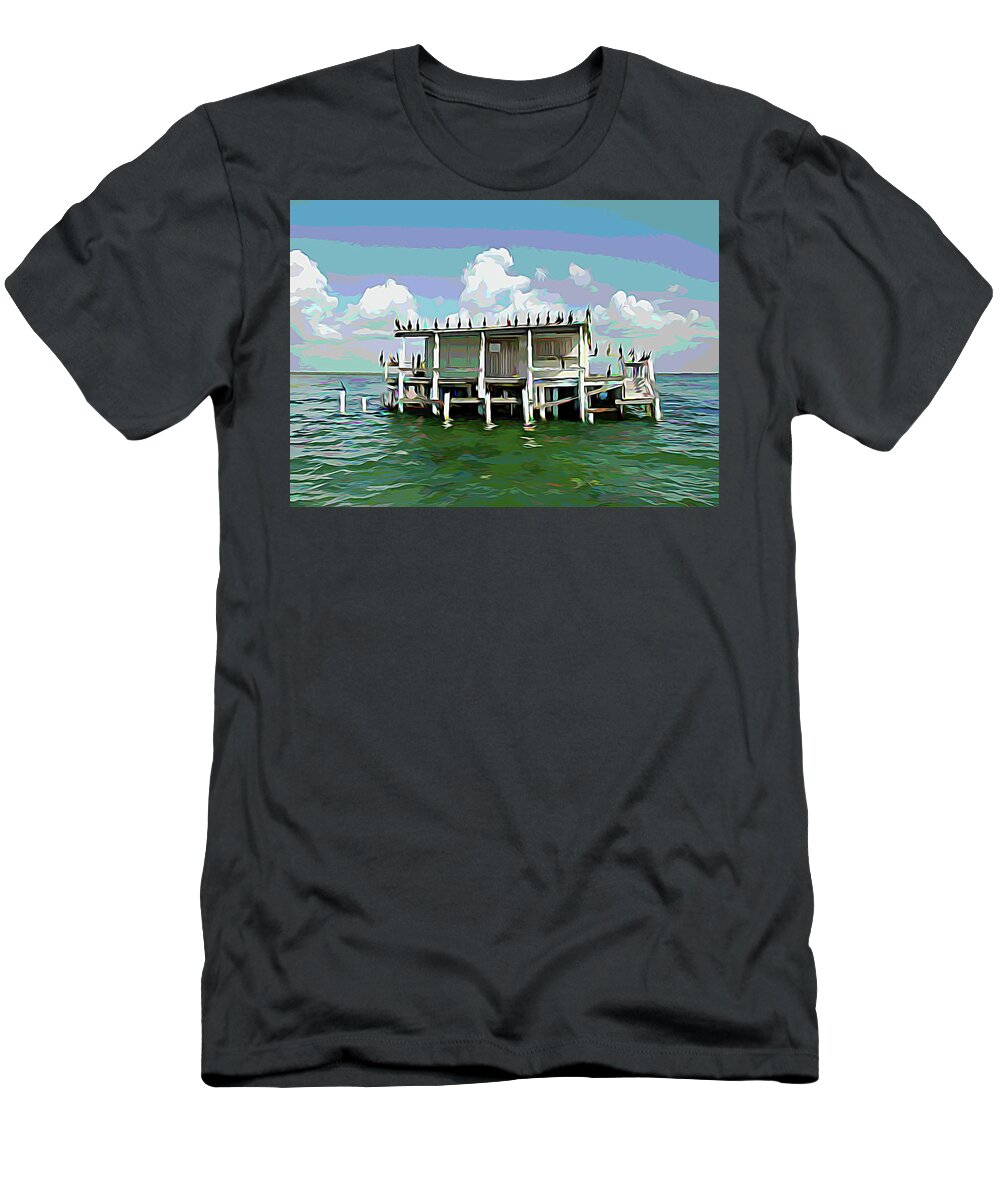 Stilt House T-Shirt featuring the photograph Melting Colors No Vacancy at the Stilt House by Aimee L Maher ALM GALLERY