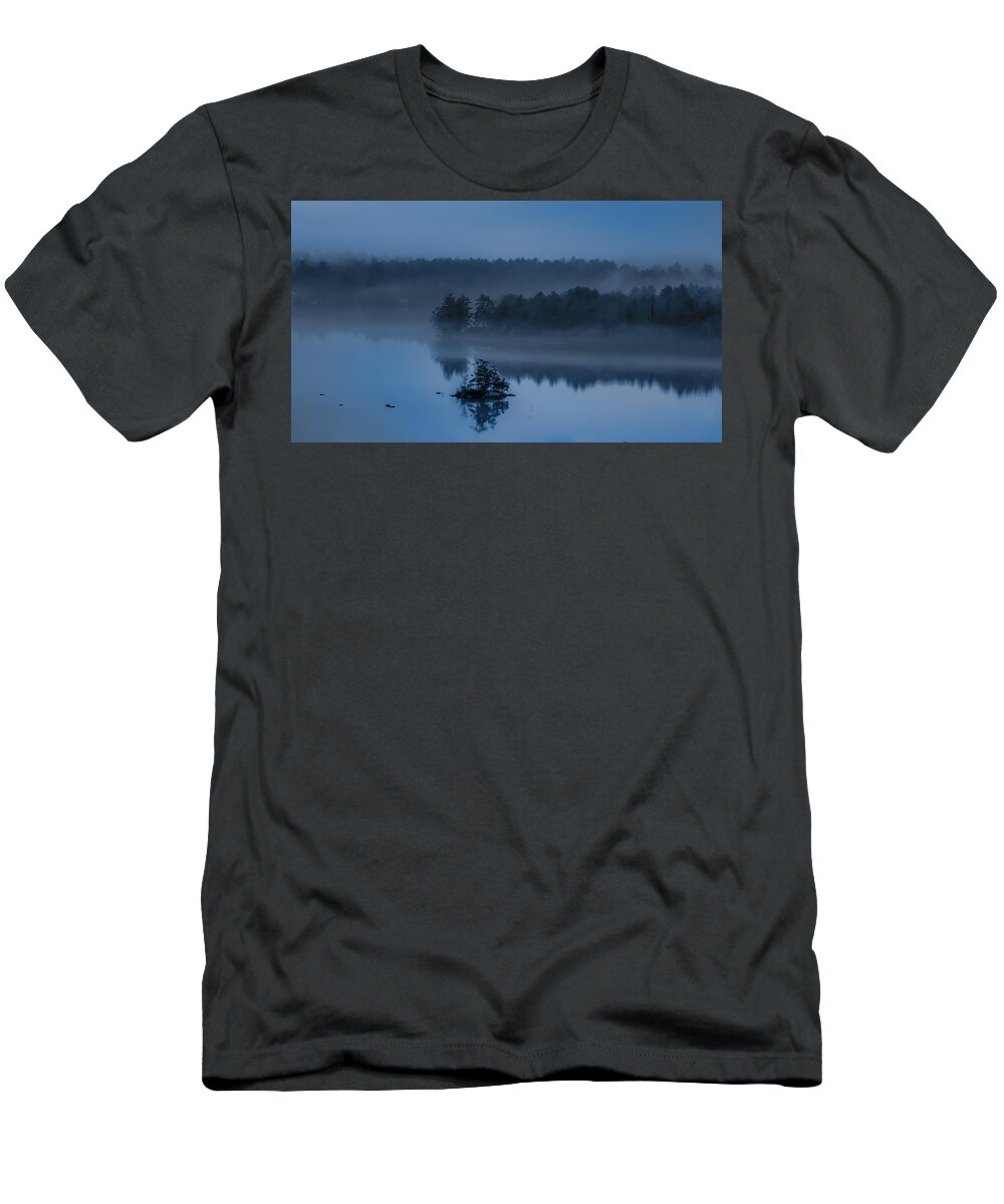 New England T-Shirt featuring the photograph Melvin Bay Blues by Brenda Jacobs