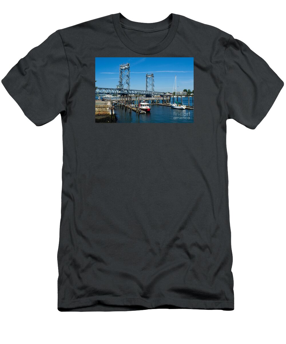 Memorial T-Shirt featuring the photograph Memorial Bridge Portsmouth by Kevin Fortier