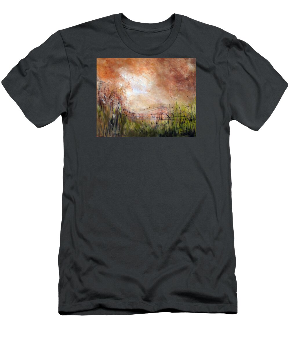 Expressionism T-Shirt featuring the painting Mending Fences by Roberta Rotunda