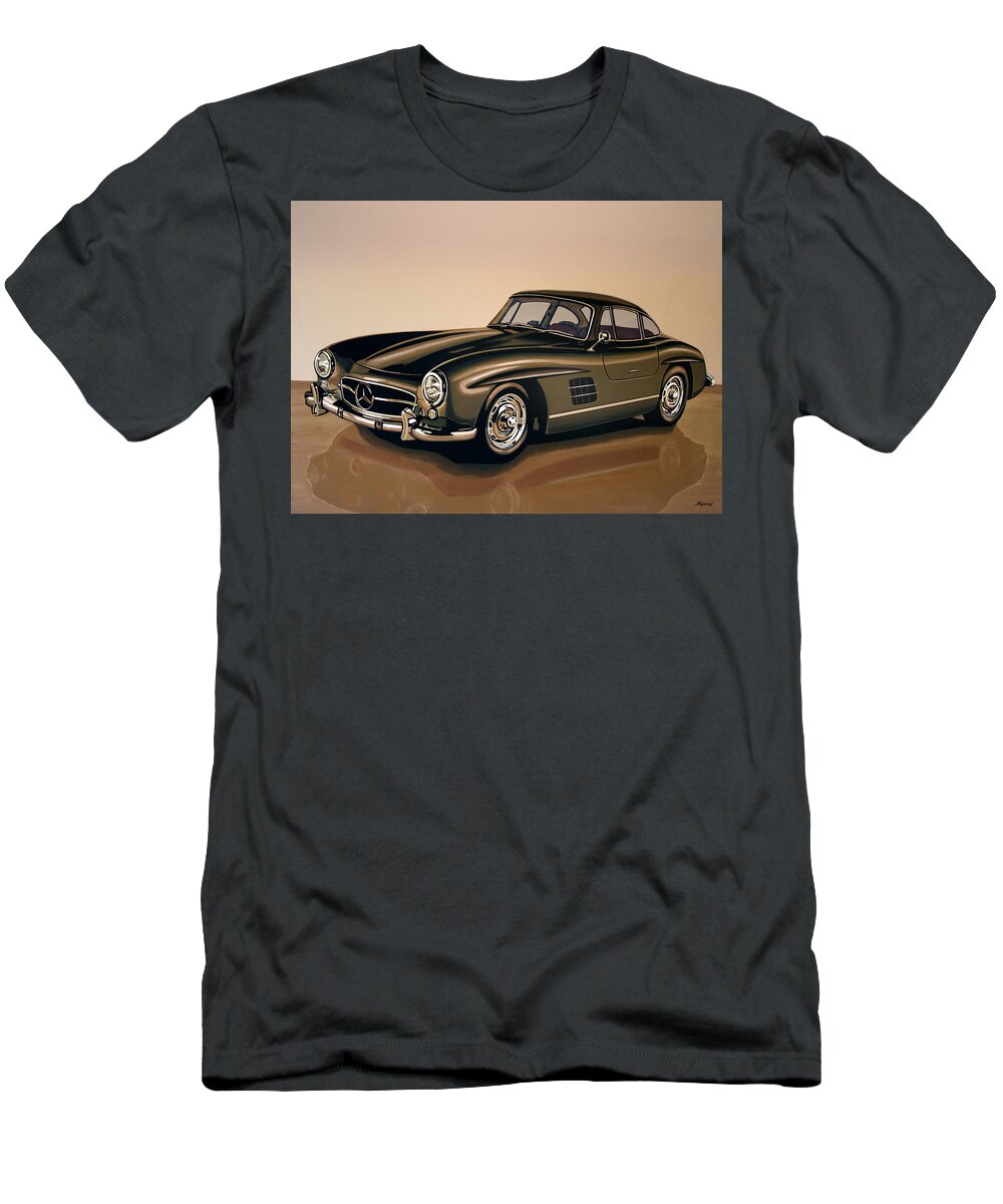 Mercedes Benz T-Shirt featuring the painting Mercedes Benz 300 SL 1954 Painting by Paul Meijering