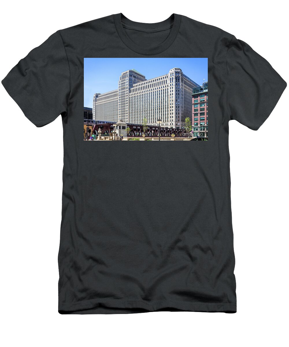 Art T-Shirt featuring the photograph Merchandise Mart Overlooking the L by David Levin