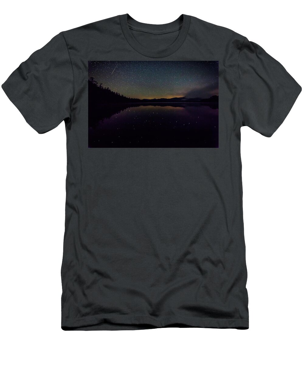 Meteor T-Shirt featuring the photograph Meteor over Chocorua Lake by Benjamin Dahl