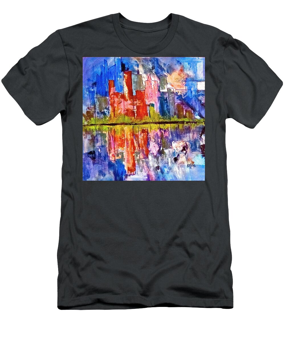 City T-Shirt featuring the painting Metropolis by Barbara O'Toole