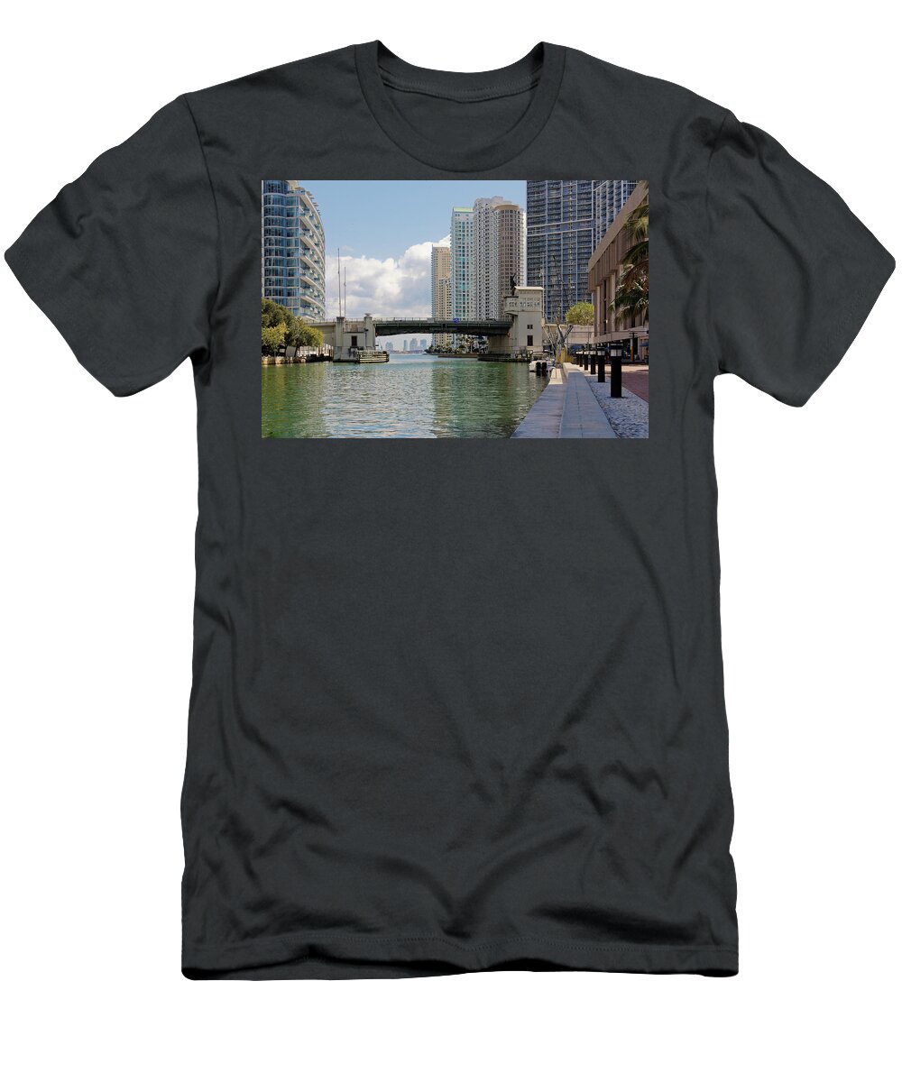 Skyscrapers T-Shirt featuring the photograph Miami, Florida River 4040 by Rudy Umans