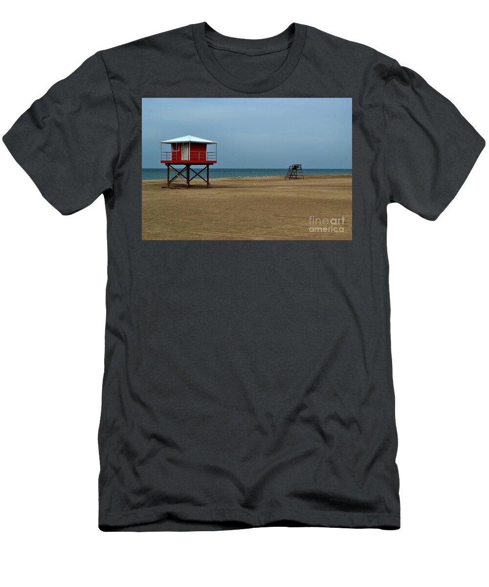 Michigan T-Shirt featuring the photograph Michigan City Lifeguard Station by Amy Lucid