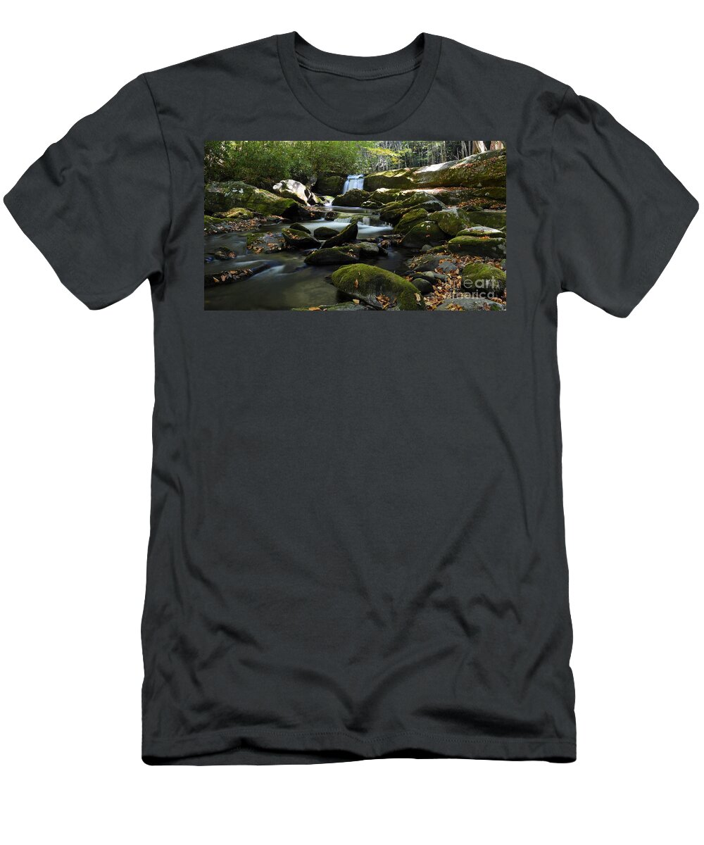 Middle Prong T-Shirt featuring the photograph Middle Prong Cascade 3 by Dennis Nelson
