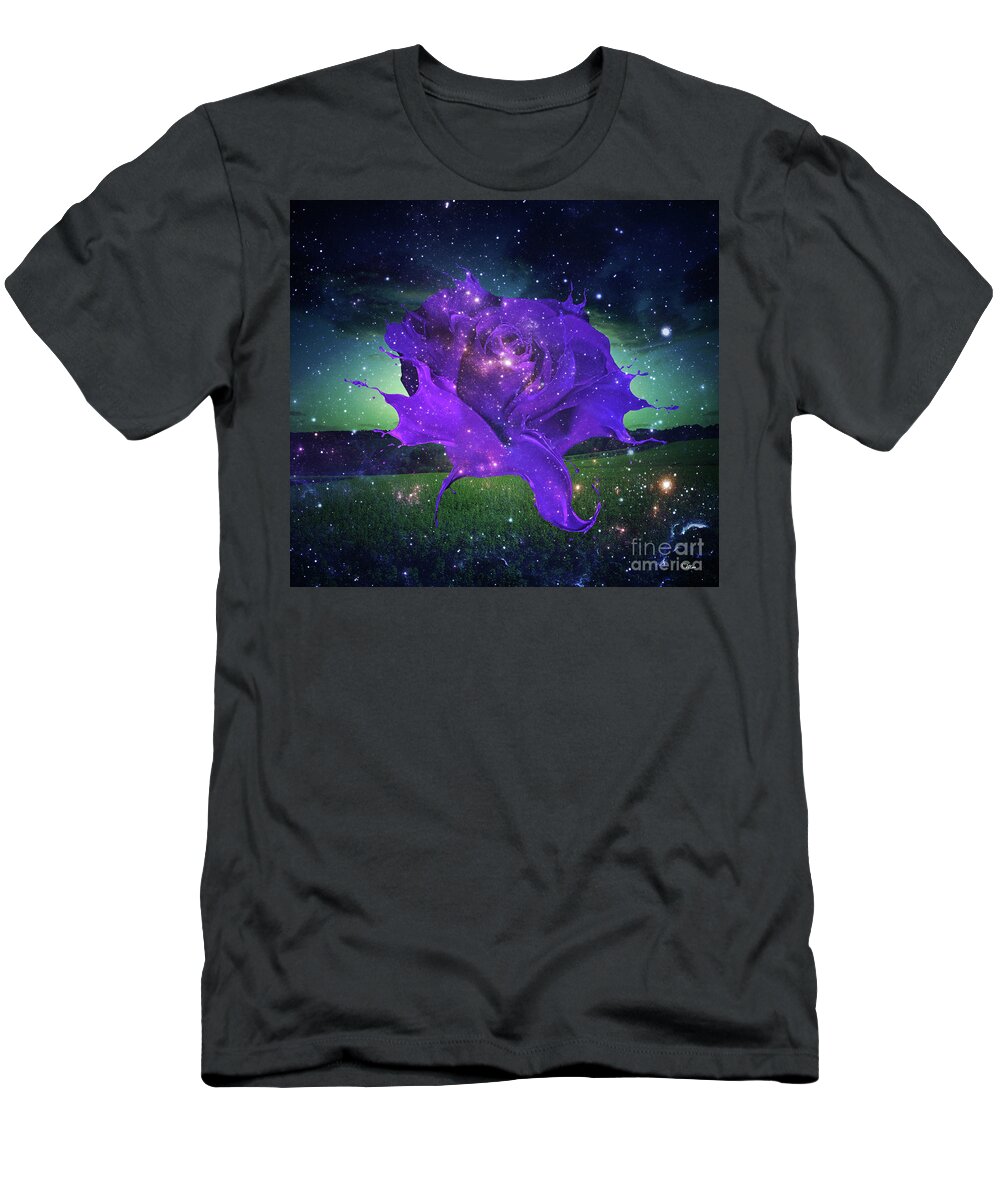Rose T-Shirt featuring the digital art Midnight Rose by Mo T