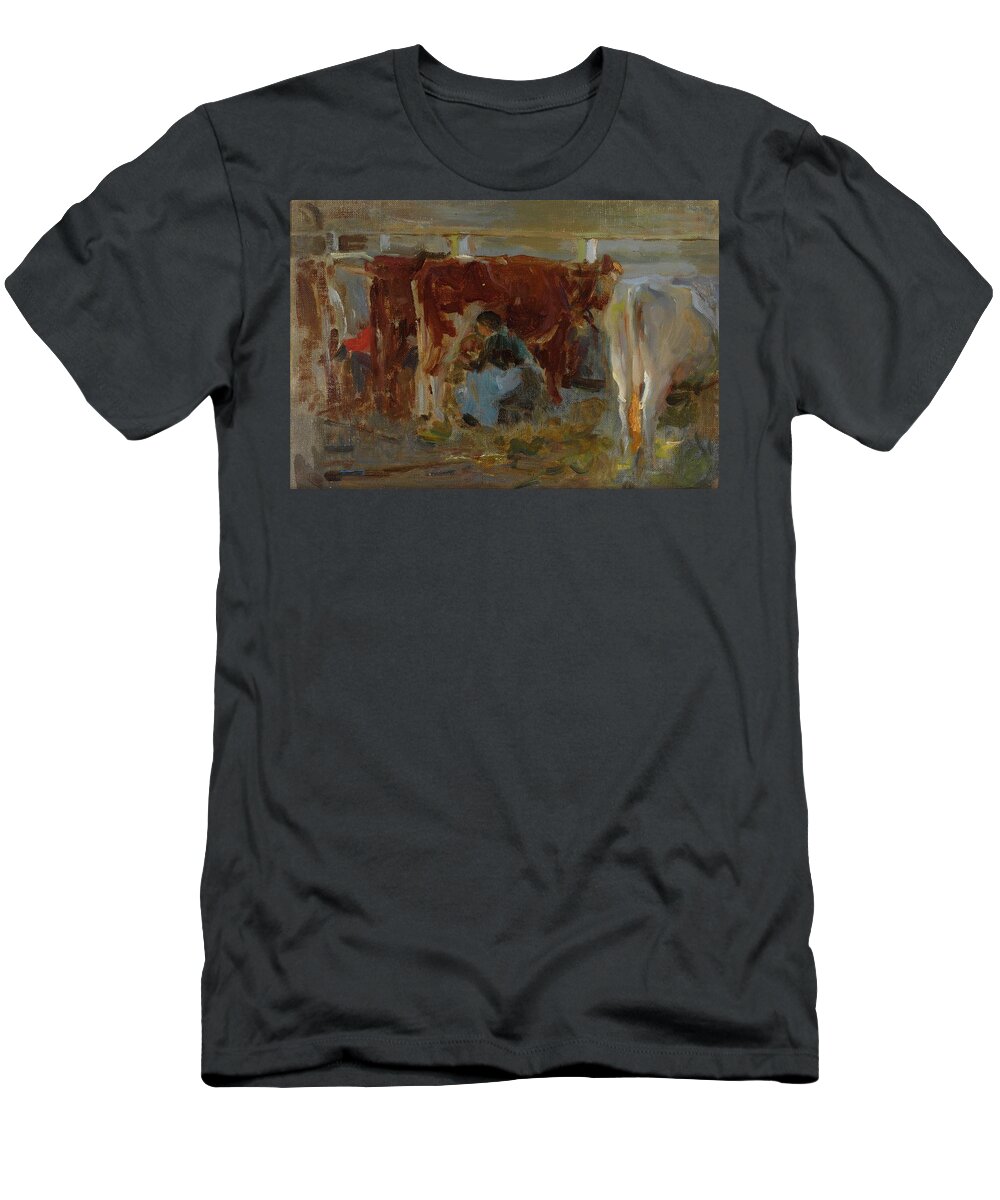 Walter Frederick Osborne T-Shirt featuring the painting Milking Time by MotionAge Designs