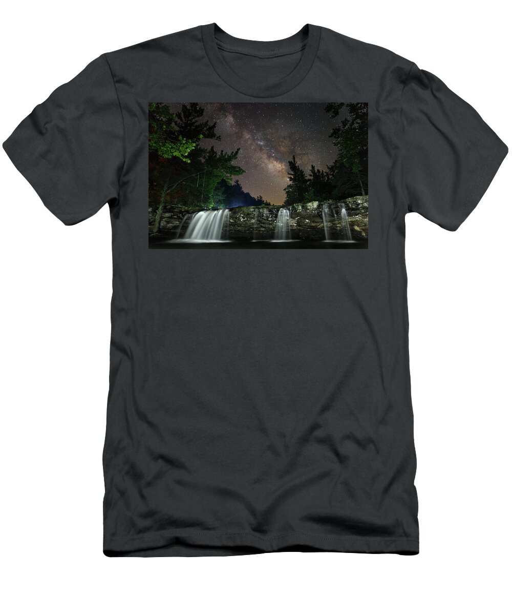 Travel T-Shirt featuring the photograph Milky Way over Falling Waters by Eilish Palmer