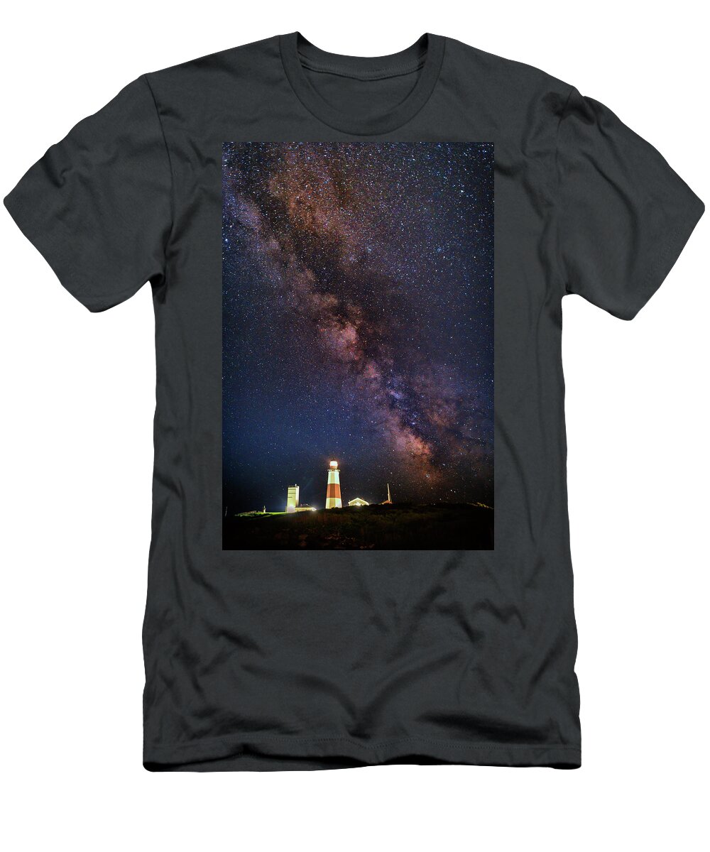 Montauk T-Shirt featuring the photograph Milky Way Over Montauk Point by Rick Berk