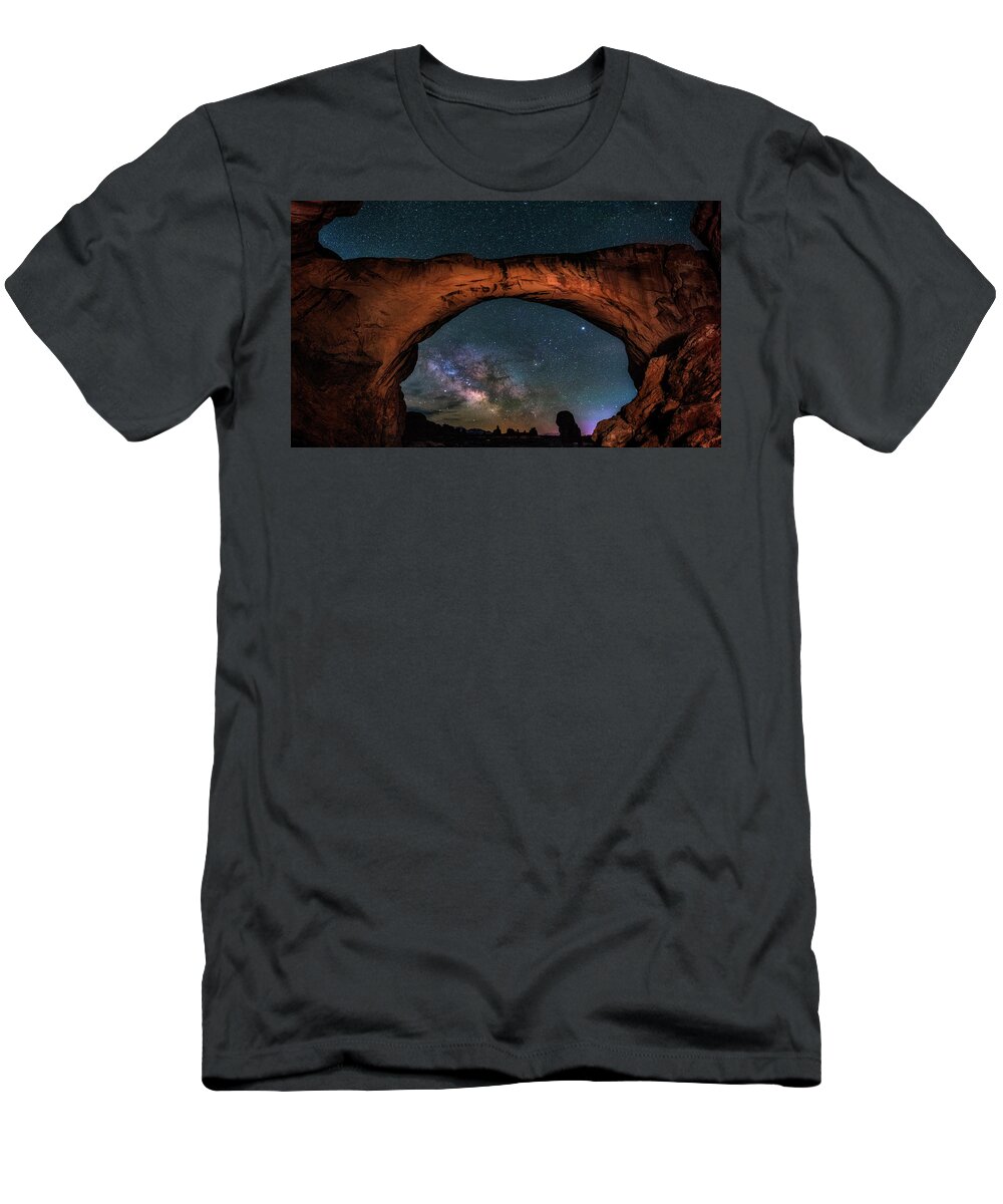Milky Way T-Shirt featuring the photograph Milky Way Under the Arch by Michael Ash