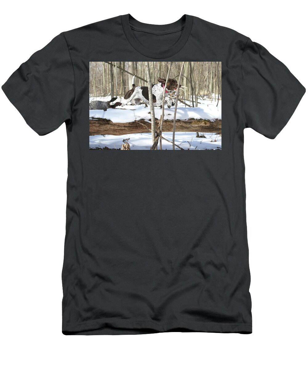 Dog T-Shirt featuring the photograph Millie Over Log by Brook Burling
