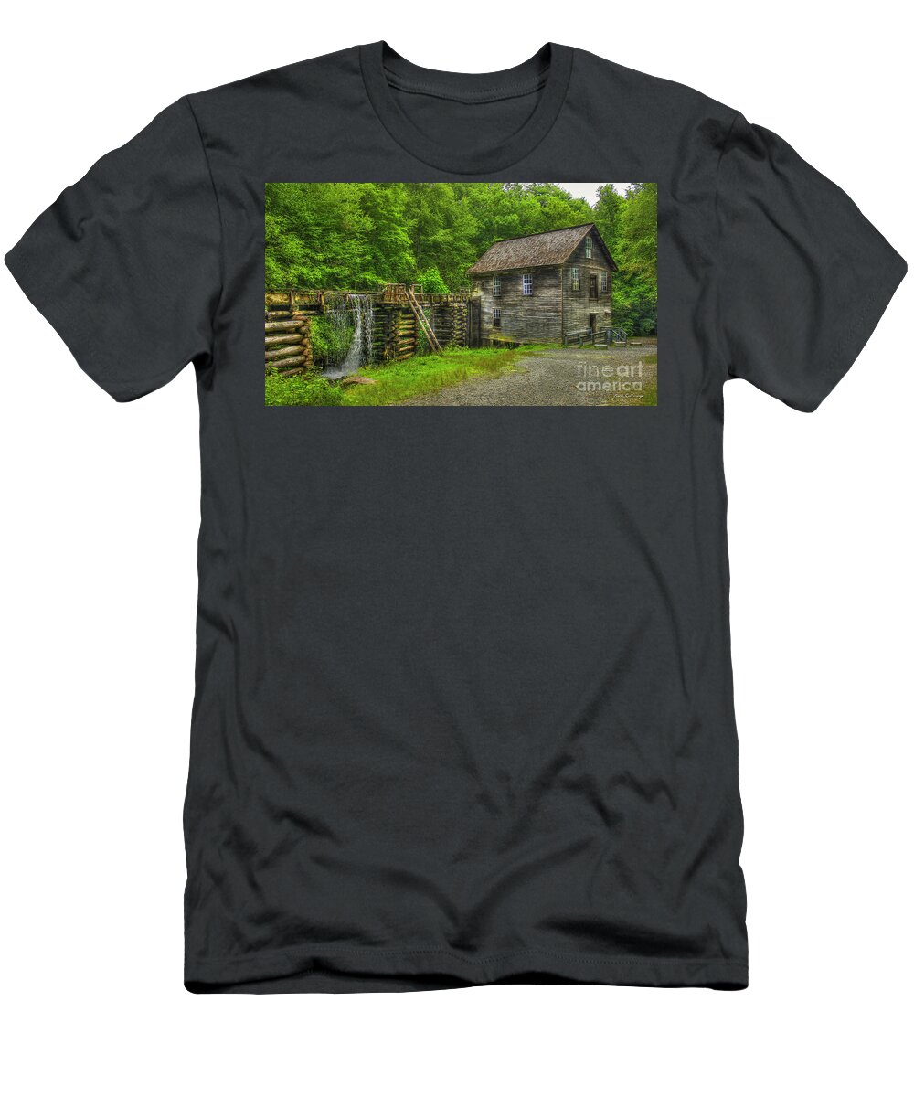 Reid Callaway Historic Mingus Mil Artl T-Shirt featuring the photograph Mingus Mill 3 Mingus Creek Great Smoky Mountains Art by Reid Callaway