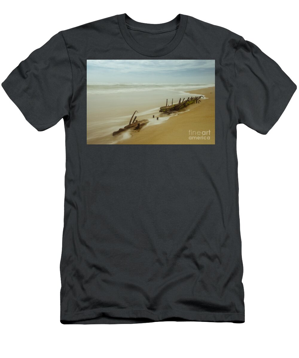 Art T-Shirt featuring the photograph Misty Shipwreck Coastal / Nautical Landscape Photograph by PIPA Fine Art - Simply Solid