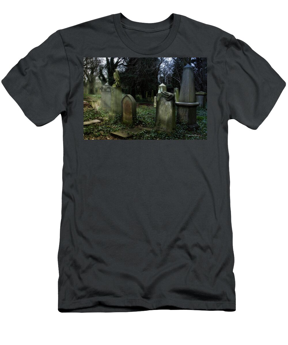 Graves T-Shirt featuring the photograph Mitchell the translator - Belview Graveyard by Micah Offman