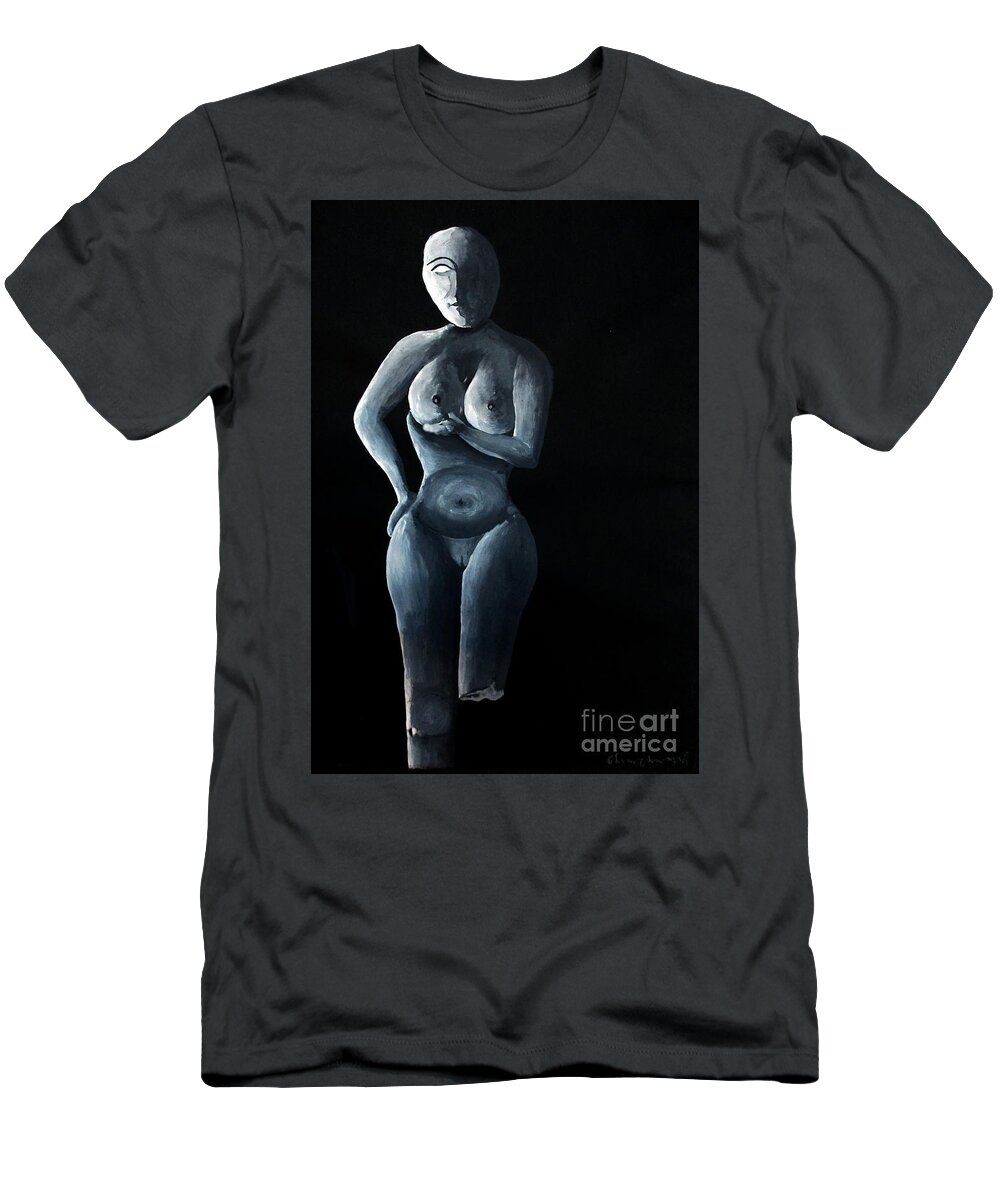 Sculpture T-Shirt featuring the painting Model -3 by Tamal Sen Sharma