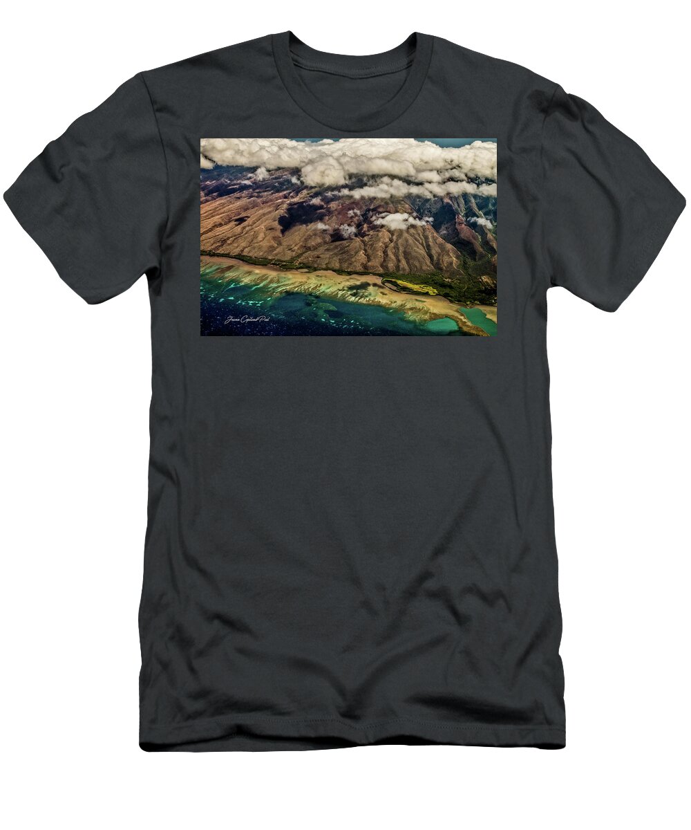 Molokai Hawaii T-Shirt featuring the photograph Molokai from the Sky by Joann Copeland-Paul